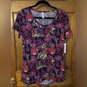 LuLaRoe Classic T Shirt Floral Paisley Medallion Short Sleeve High Low Small NWT